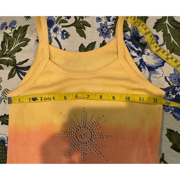 Vintage Y2K Designer Orange Yellow Sun Tank Top Trixie Marie LA Tank Vintage OS - Picture 11 of 13